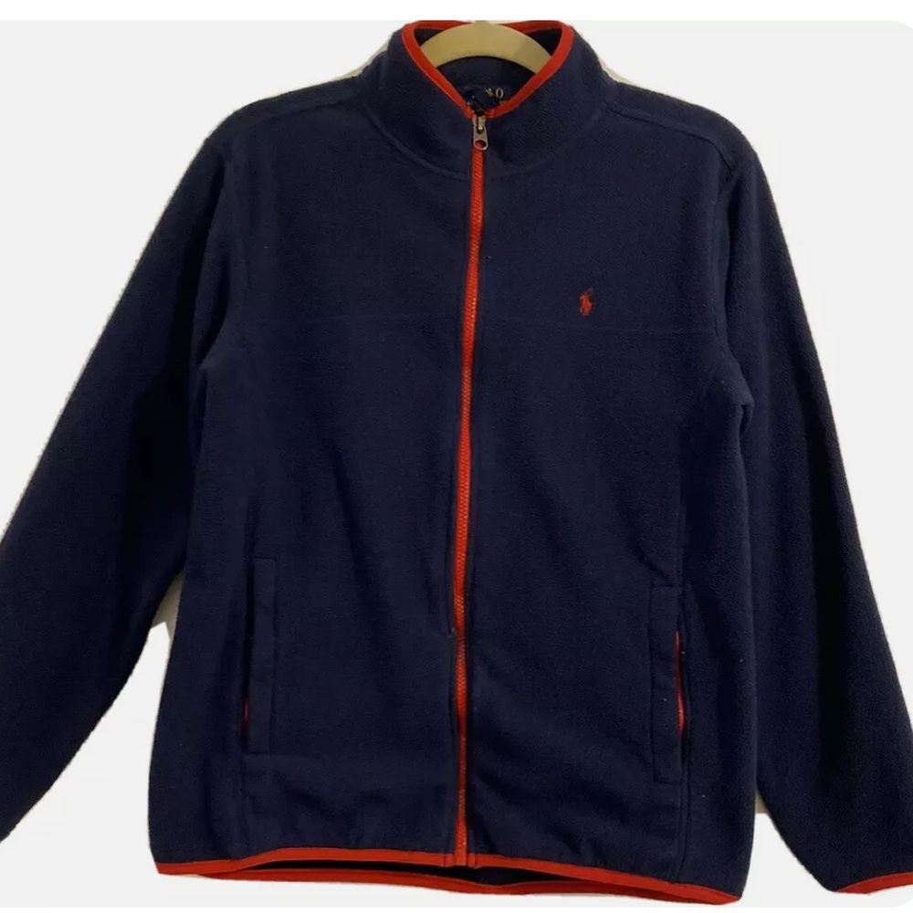 POLO RALPH LAUREN Boys Kids Navy Warm  Fleece Zip Jacket Youth SZ XL M18-20
